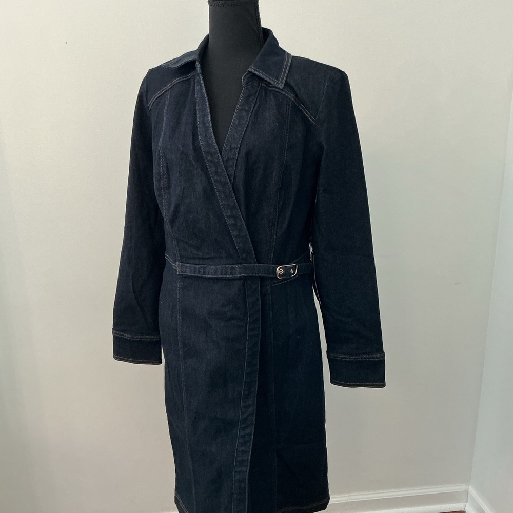 White House Black Market Dark Denim Long Sleeve Dress